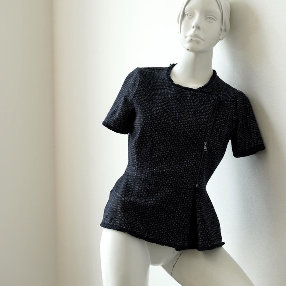 BCBG Max Azria Cropped Suit Top in Navy